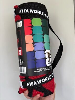 **🏆 FIFA World Cup Tapestry Throw Blanket – NEW With Tags! 🏆** red black